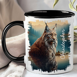Luchs am Bergsee Spiegelung Tasse