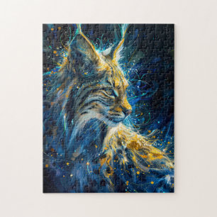 Luchs Bobcat in bläulichem gelblichem Neonlicht ge Puzzle