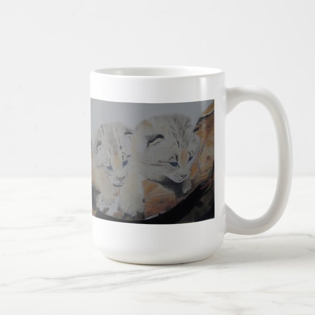 Luchs-CUBpastellmalerei-Grafik-Tasse Tasse (Rechts)