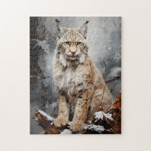 Luchs im Winter Puzzle