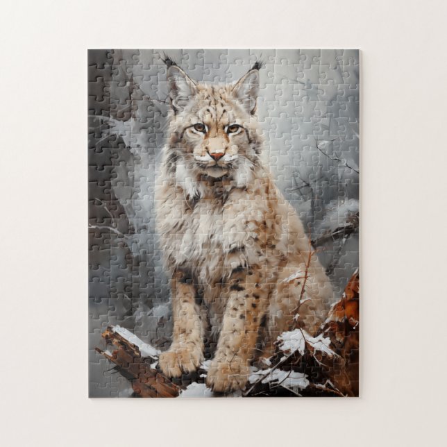 Luchs im Winter Puzzle (Vertikal)