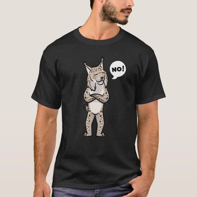 Luchs Katze Stur Nein T-Shirt (Vorderseite)
