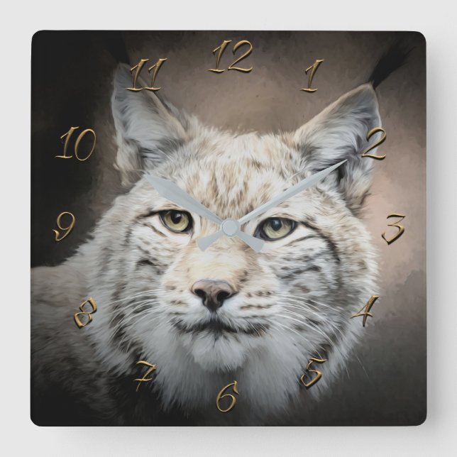 Luchs Quadratische Wanduhr (Vorderseite)