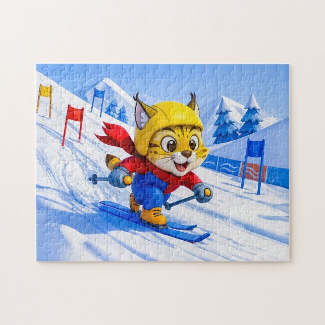 Luchs-Skilauf Riesenslalom im Winter Puzzle (Horizontal)