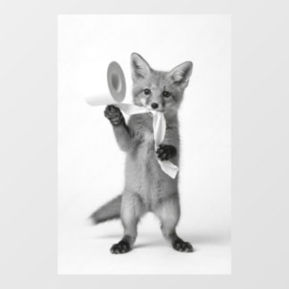 Luchsiger Fuchs hält Toilettenpapier Minimalistisc Fensteraufkleber