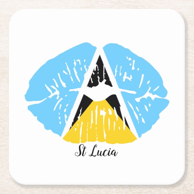 Lucia Flag Lippen Rechteckiger Pappuntersetzer (Vorderseite)