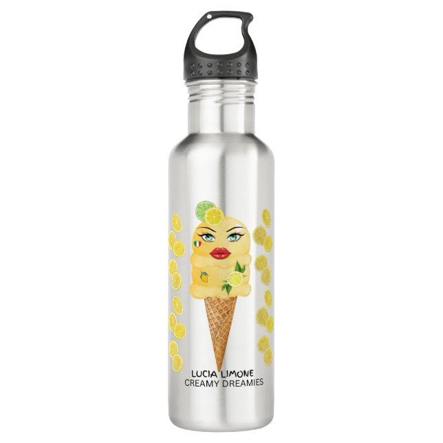 Lucia Limone Water Bottle Creamy Dreamies Edelstahlflasche (Vorderseite)