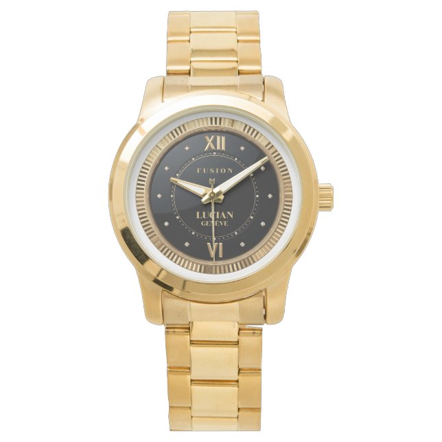 LUCIAN GENÈVE Luxus Gold Uhr (Vorderseite)