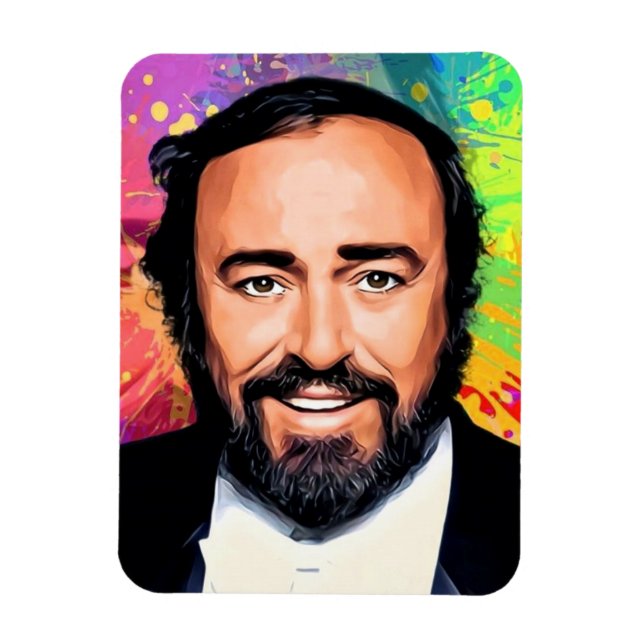 Luciano Pavarotti Colored Portrait Magnet (Vertikal)