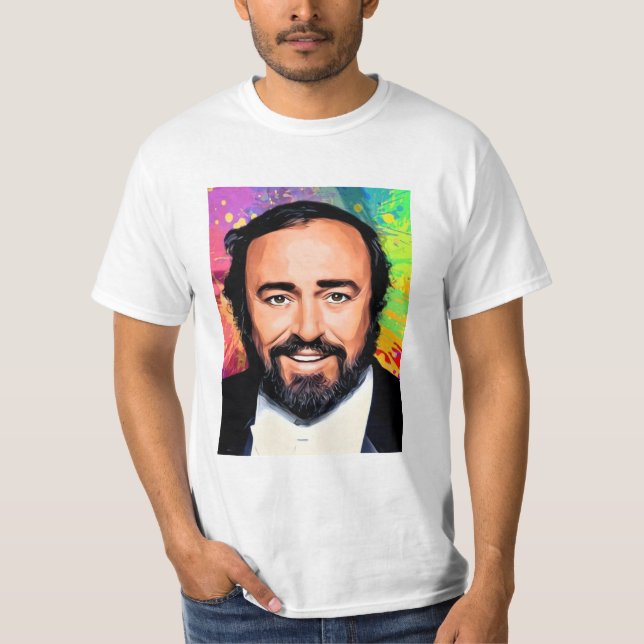 Luciano Pavarotti Colored Portrait T-Shirt (Vorderseite)