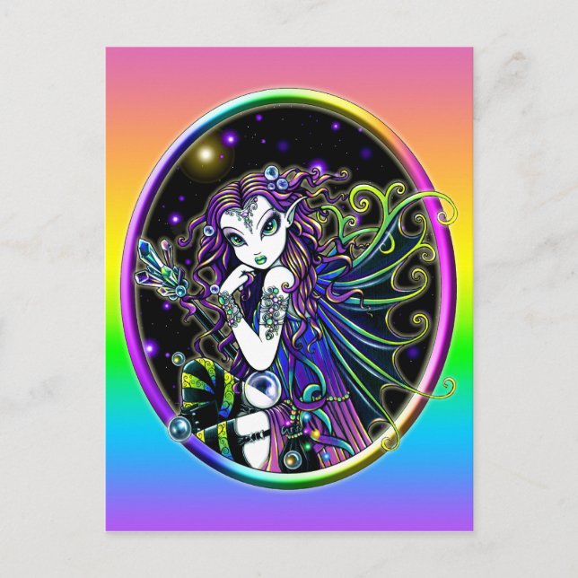 "Lucidia" Celestial Crystal Rainbow Fairy Postcard Postkarte (Vorderseite)