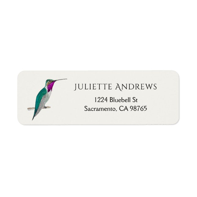Lucifer Hummingbird Return Address Label (Vorne)