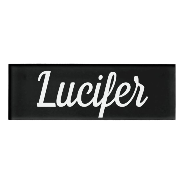 Lucifer kleines rechteckiges magnetisches namenschild (Vorderseite)
