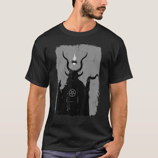 Lucifer Light Bearer Satanic Occult Baphomet Ziege T-Shirt (Vorderseite)