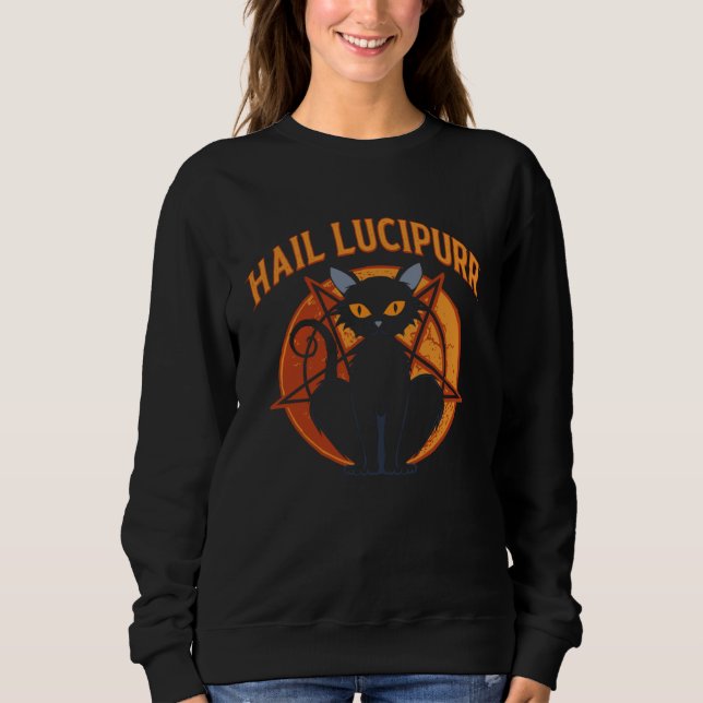 Lucipurr  Satanic Baphomet Occult Gothic Demon Cat Sweatshirt (Vorderseite)