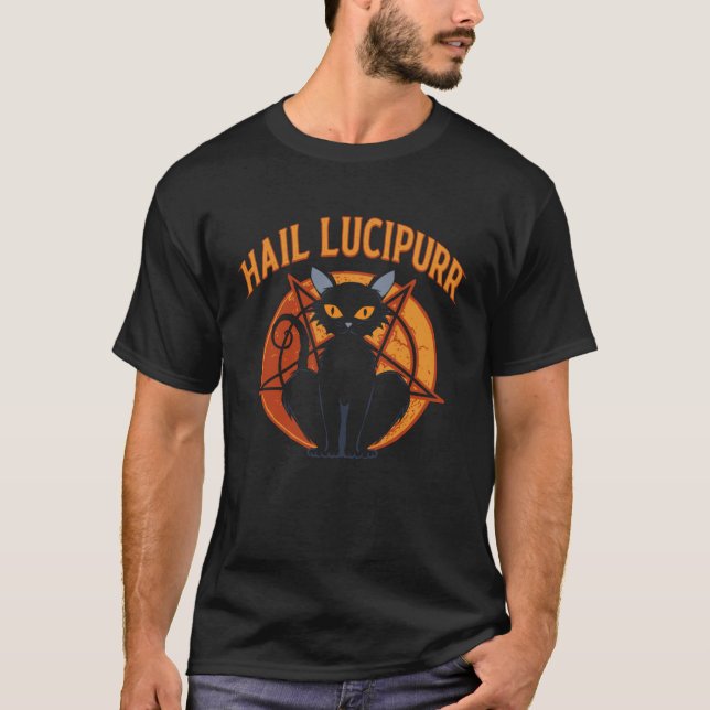 Lucipurr  Satanic Baphomet Occult Gothic Demon Cat T-Shirt (Vorderseite)