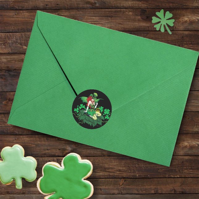 Luck Irish Fairy Green Runder Aufkleber (Von Creator hochgeladen)