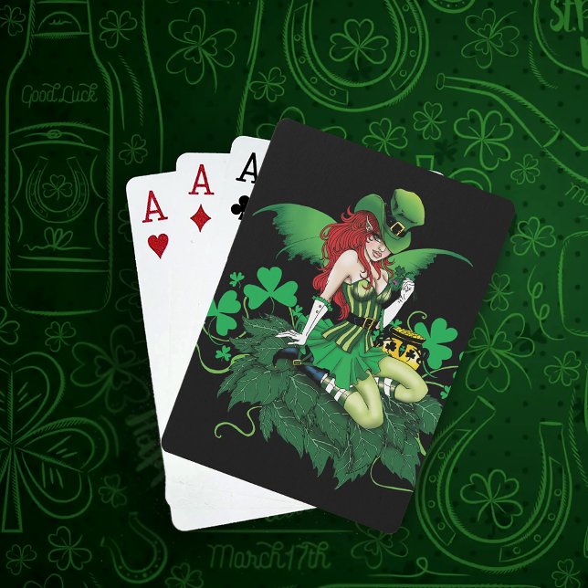 Luck Irish Fairy green Spielkarten (Von Creator hochgeladen)