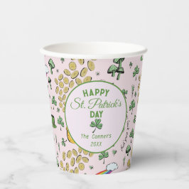 Luck & Joy Coins & Green Kleeblatts St Patricks Da Pappbecher