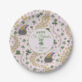 Luck & Joy Coins & Green Kleeblatts St Patricks Da Pappteller