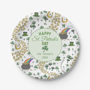 Luck & Joy Coins & Green Kleeblatts St Patricks Da Pappteller
