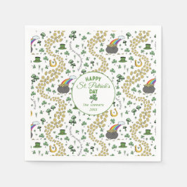 Luck & Joy Coins & Green Kleeblatts St Patricks Da Serviette