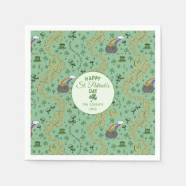 Luck & Joy Coins & Green Kleeblatts St Patricks Da Serviette