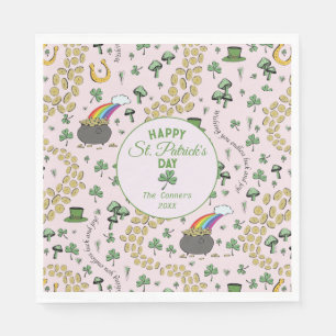 Luck & Joy Coins & Green Kleeblatts St Patricks Da Serviette
