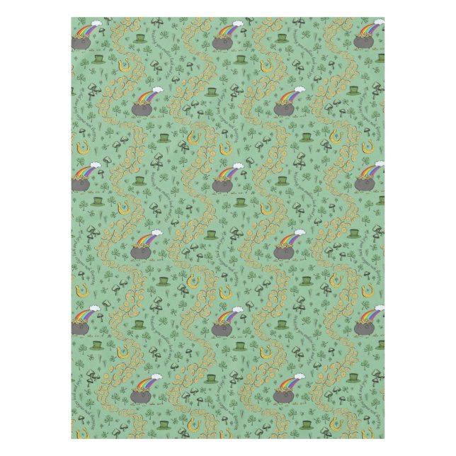 Luck & Joy Coins & Green Kleeblatts St Patricks Da Tischdecke (Vorderseite)