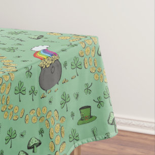 Luck & Joy Coins & Green Kleeblatts St Patricks Da Tischdecke