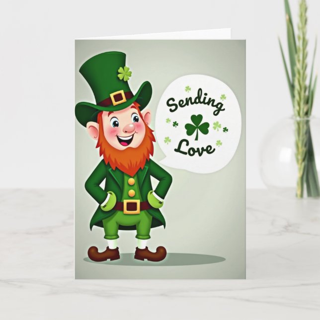 Luck Leprechaun Sending Love Card Karte (Vorderseite)