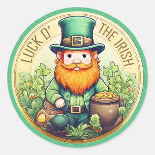 Luck O' The Irish Leprechaun ID1085 Runder Aufkleber