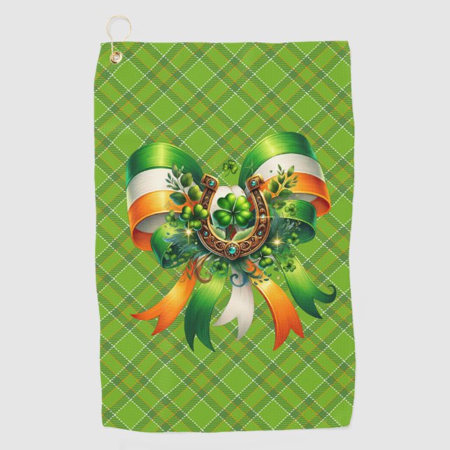 Luck Of The Irish Green Plaid Golfhandtuch (Vorderseite)