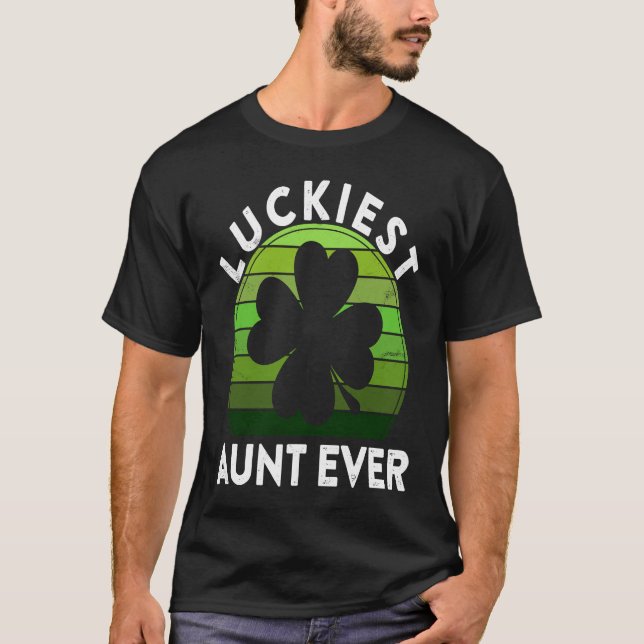 Luckiest Aunt Ever  Shamrock Sunset St Patricks Da T-Shirt (Vorderseite)