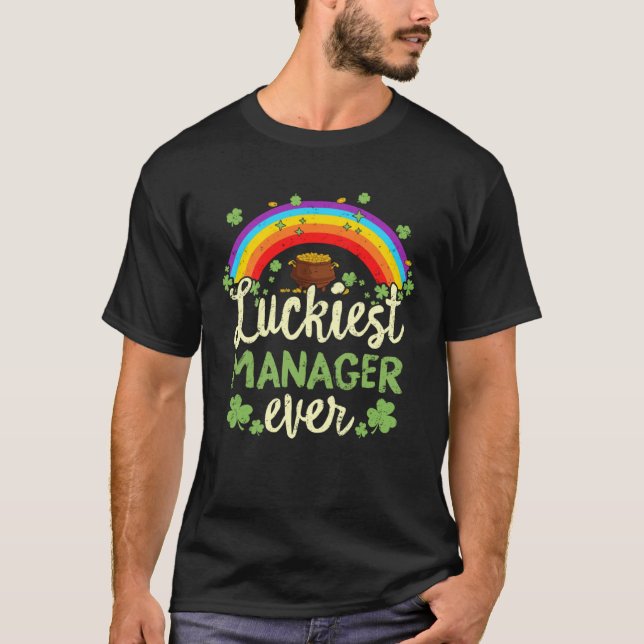 Luckiest Manager Ever St Patricks Day Rainbow Men  T-Shirt (Vorderseite)