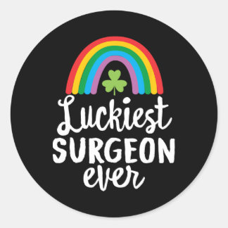 Luckiest Surgeon Ever St Patrick Day Shamrocks  Runder Aufkleber