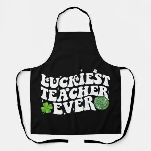 Luckiest Teacher je Disco Kleeblatt Schürze