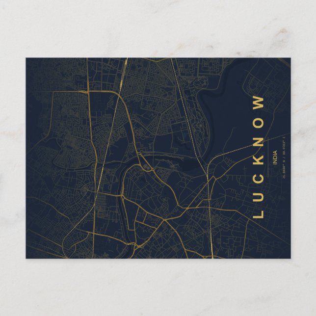 Lucknow Indien Stadtplan Minimal Design Postkarte (Vorderseite)