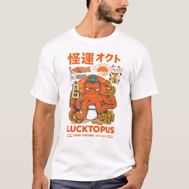Lucktopus – Glücklicher Oktopus T-Shirt (Vorderseite)