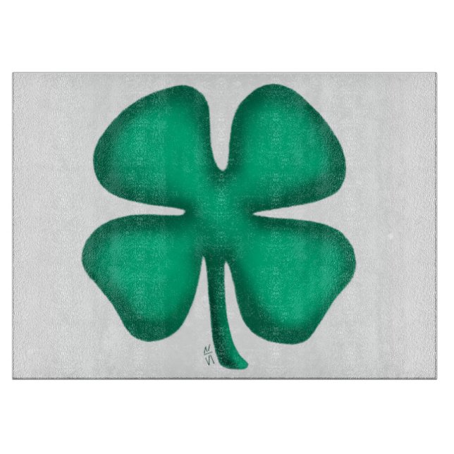 Lucky 4 Leaf Irish Clou Glas Schneidebrett (Vorderseite)