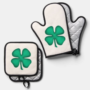 Lucky 4 Leaf Irish Cloud Ofen Mitt Topfhalter Ofenhandschuh & Topflappen-Set