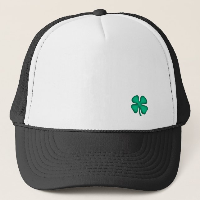 Lucky 4 Leaf Irish Clover black trucker hat Truckerkappe (Vorderseite)