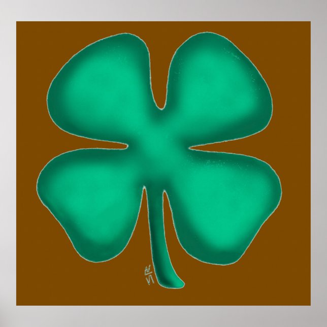 Lucky 4 Leaf Irish Clover brown matte poster (Vorne)