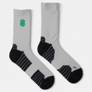 Lucky 4 Leaf Irish Clover graue Performance Socken