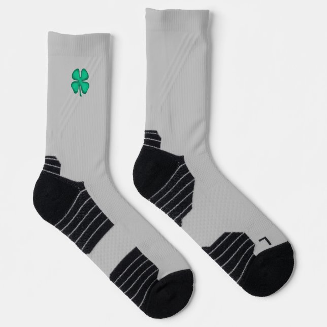 Lucky 4 Leaf Irish Clover graue Performance Socken (Rechts)
