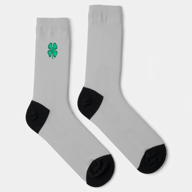 Lucky 4 Leaf Irish Clover graue Premiumsocken Socken (Rechts)