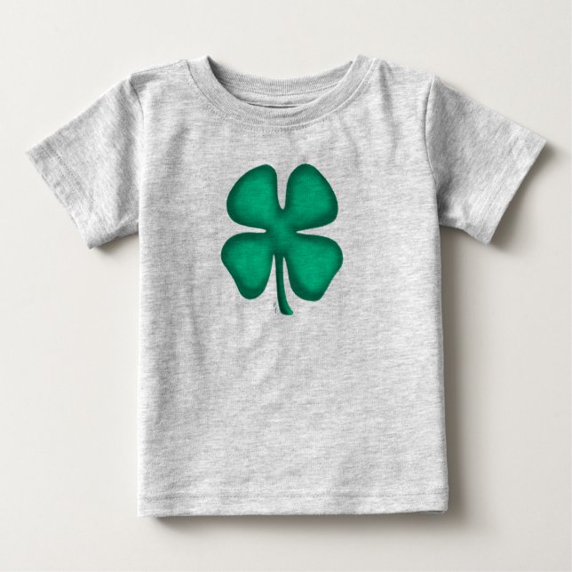 Lucky 4 Leaf Irish Clover grauer Baby T - Shirt (Vorderseite)