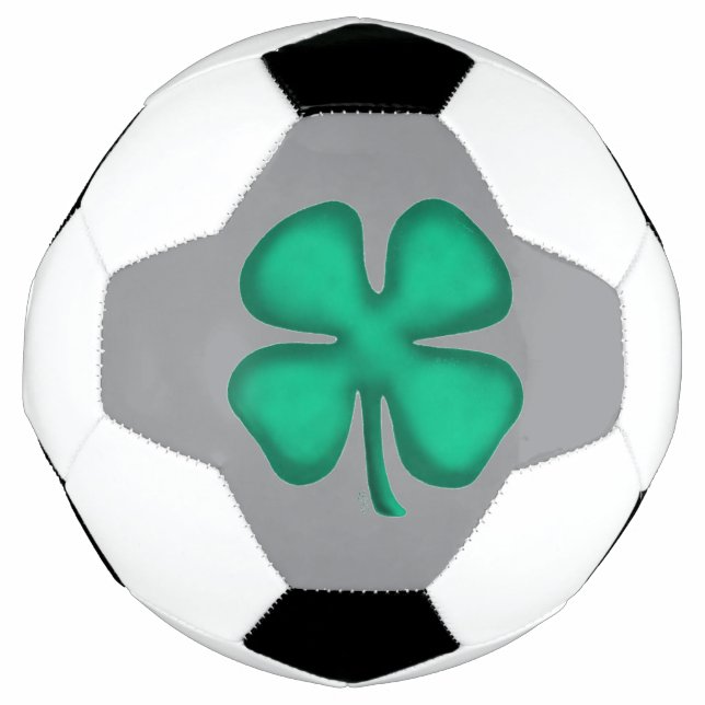 Lucky 4 Leaf Irish Clover grauer Fußball (Vorderseite)