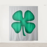 Lucky 4 Leaf Irish Clover grauer Wandteppich