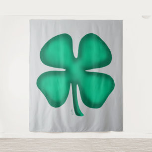 Lucky 4 Leaf Irish Clover grauer Wandteppich